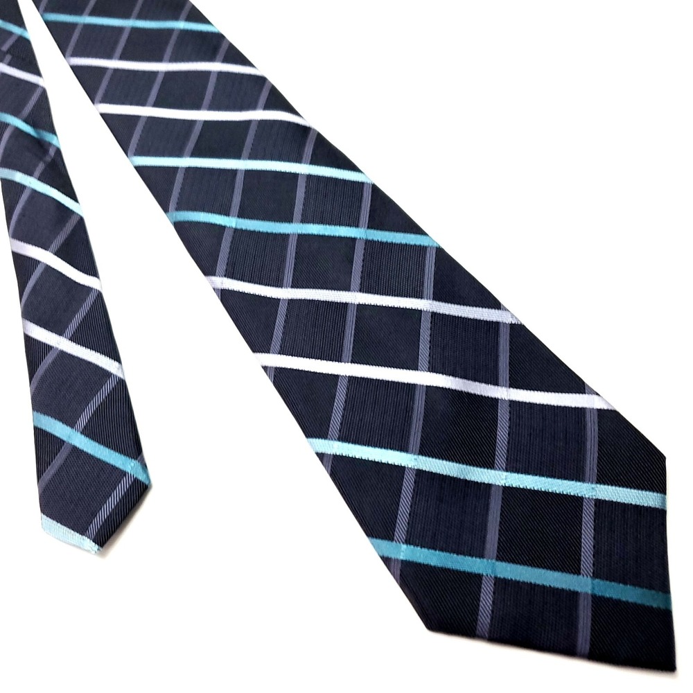 Van Heusen Black Silk Tie Woven Striped‎